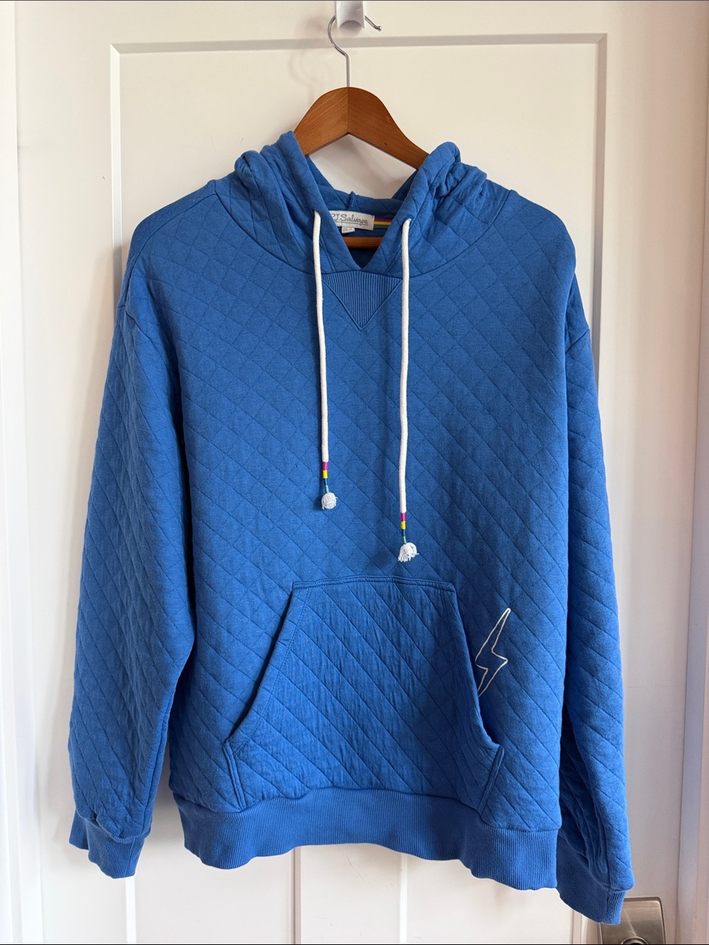PJ Salvage Quilted Embroidered Hoodie Blue